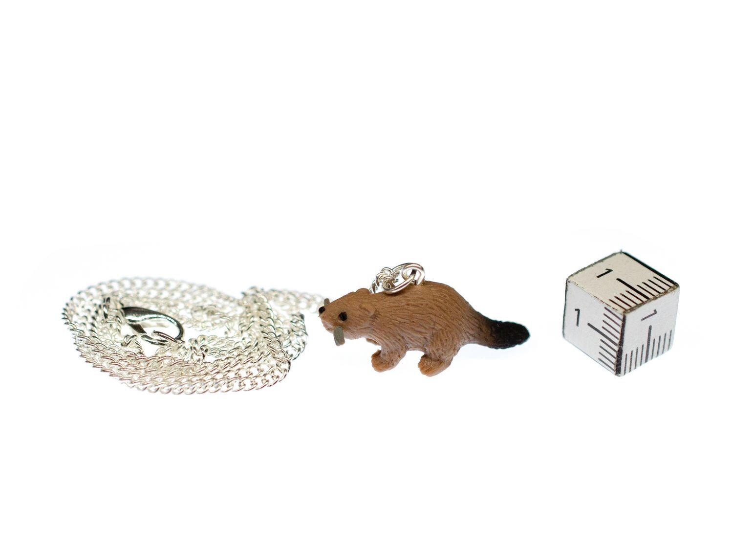 Miniblings Castoro Collana roditore Otter Bieber 45 cm Marrone - Catena a Maglia d'Argento - Gioielli di Moda a Mano