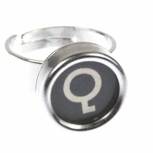 Anillo con letra deseada, llave de máquina de escribir Vintage, Miniblings, anillo para dedo, negro