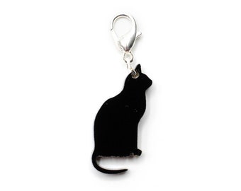 Cat Charm Pendant For Bracelet Wristlet Miniblings Sitting Acrylic Black