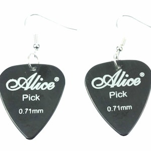 Plectrum Earrings Miniblings Guitar Electric Guitarist Band Yellow Black image 1