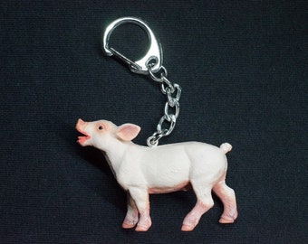 Pig Keychain, Pig Key Ring, Piggy Key Chain, Pig Keyring, Hog Keychain, Farm Keychain, Barnyard, Pig Mom, Piglet, Farm Animal Gift, Mini Pig