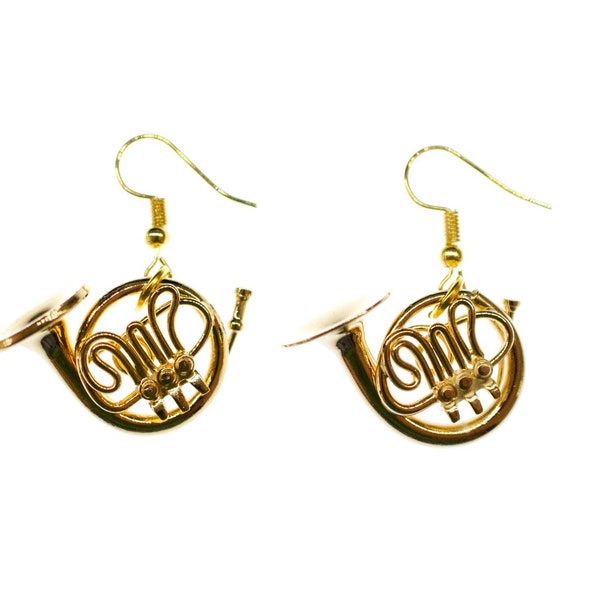 Horn Earrings Miniblings Bugler Blower Gold Plated With Box French Horn