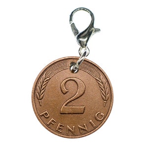 2 Pfennig BRD FRG German Germany Coin Charm Bracelet Pendant Miniblings Lucky Penny