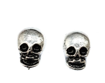 Skull Ear Studs Earrings Miniblings Death'S Head Spooky Cute Goth Dead Silvery