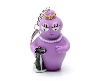 Barbapapa Barbabella avec le bonnet et la tortue Porte-cle Porte-clesviolet