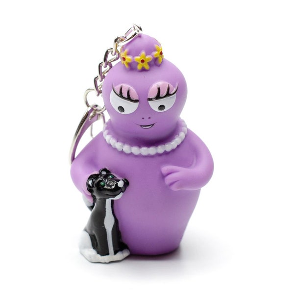 Barbapapa Barbabella avec le bonnet et la tortue Porte-cle Porte-clesviolet