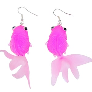 Goldfish Earrings Fighting Fish Aquarium Miniblings Koi Pink
