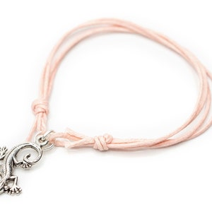 Gecko Bracelet Reptile Miniblings Luck Adjustable Lizard Pink Silver