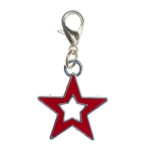 Star Charm Pendant For Bracelet Wristlet Miniblings Asterisk Enamelled Red Silver