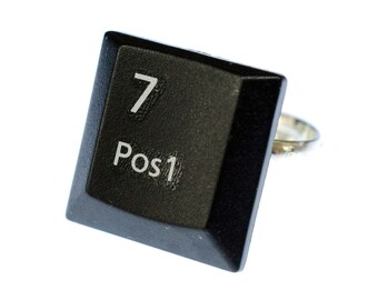 Seven Pos1 Keyboard Ring Number Key Miniblings Computer PC UPCycling Fingerring