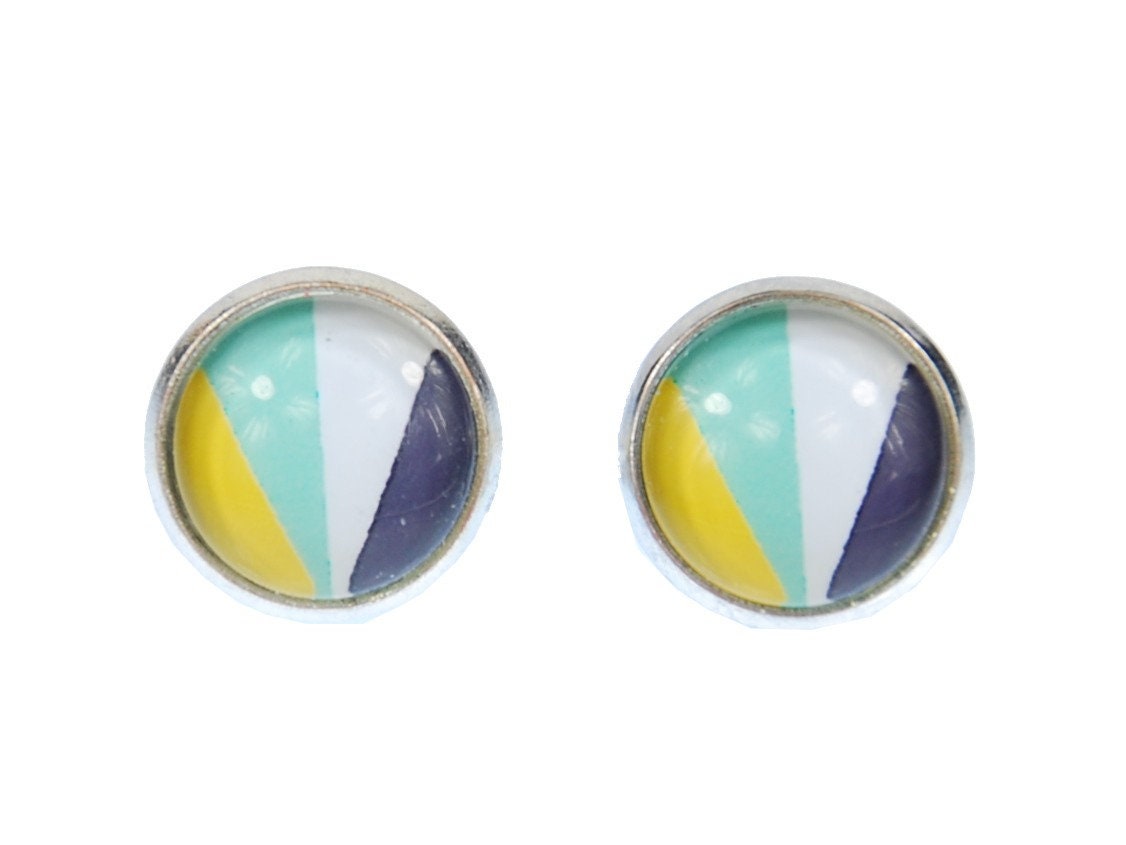 Stud Earring Pair with Cabochon Picture Fuck you flowers Witzig silver different sizes Stud Earring Pair with Cabochon Picture Fuck you flowers Witzig silver different sizes