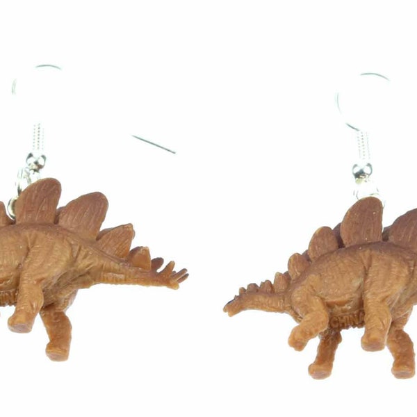 Dinosaurier Stegosaurus Ohrringe Dino Miniblings Gummi braun Rückenschilder