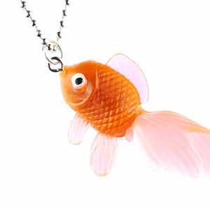 Fish Koi Necklace Miniblings 80Cm Betta Rubber Neon Orange