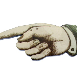 Cursor Pointer Fingers Finger Brooch Miniblings Forefinger Wooden Hand Wood
