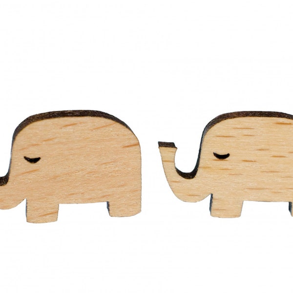 Elephant Earrings Ear Studs Earstuds Miniblings Pachyderms Abstract Dumbo Wood