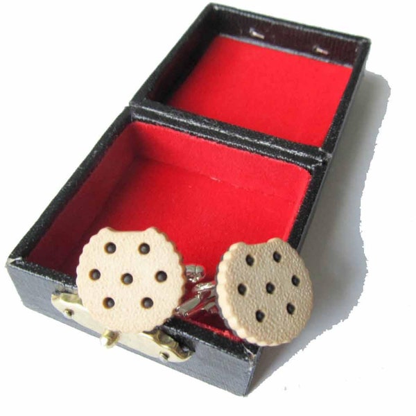 Biscuit With Bite Cuff Links Cufflinks Miniblings + Box Chocolate Chip