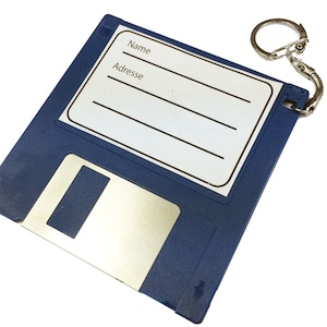 Bag Tag Adress ID Holder Floppy Disc Retro Vintage Blue Computer Pc Nerd