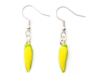 Corn Cobs Earrings Miniblings Vegetables Cornfield Cawaiii Yellow Farm Farmer