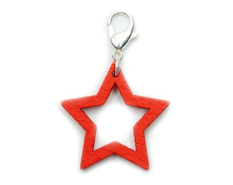 Stern Charm Miniblings Anhänger Sternchen Star Weihnachten Holz hohl Outline