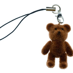 Teddy Teddybär Flock Handyanhänger Miniblings Handyschmuck Bärchen dunkelbraun Bild 1