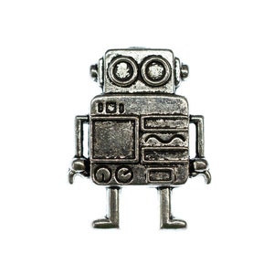 Robot Brooch Pin Badge Button Miniblings Science Ficiton Steampunk Silver XL