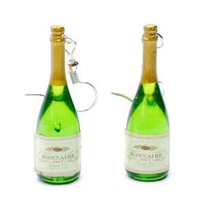 Champain earrings Miniblings pendant sparkling wine bottle bottle of party drink green