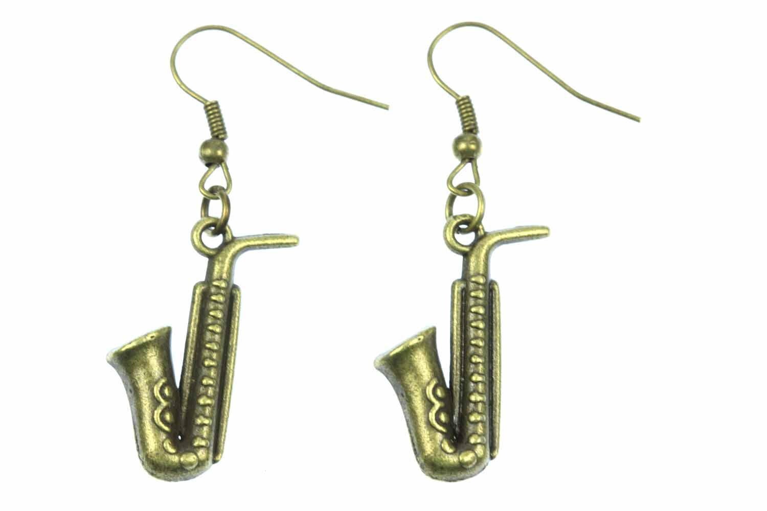 Saxophone Earrings Miniblings Music Sax Instrument Jazz Bronze Etsy