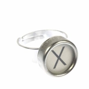 Anillo con letra deseada, llave de máquina de escribir vintage, miniblings, anillo para dedo blanco