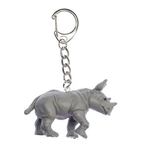 Rhino Key Ring Chain Keychain Miniblings Zoo Rubber Gray