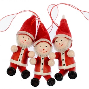 3 x decorations d'arbre ornement arbre de Noël Père Noël Père Noël bois