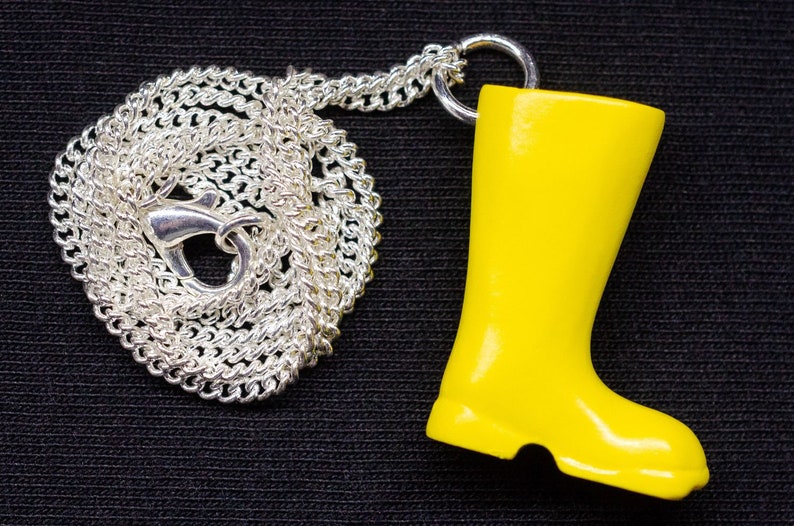 Yellow Rubber Boots Necklace Miniblings 45Cm Garden Rainy Weather Rain