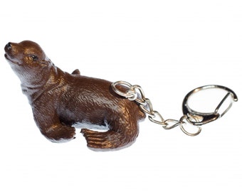 Sea Lion Key Ring Chain Keychain Miniblings Ocean Animal Seal Brown