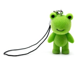 Pingente para celular Miniblings, joias para celular, sapos verdes flocados