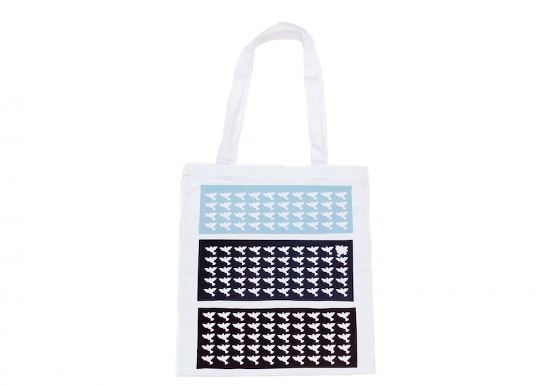 Cotton Carrier Bag Jute Bag Shopper Miniblings White Peace Dove Blue Velvety Flock