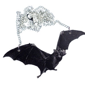 Bat Necklace Miniblings 45Cm Wooden Lasperprint Halloween Animal