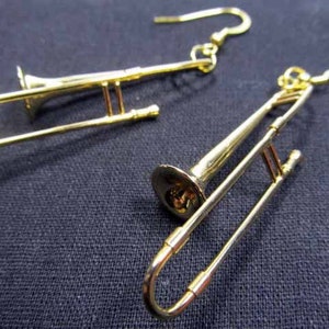 Orecchini A Tromba Miniblings In Plastica, Placcati Oro, Pendenti 40 Mm, Fatti A Mano A Berlino, Confezione Regalo - 2