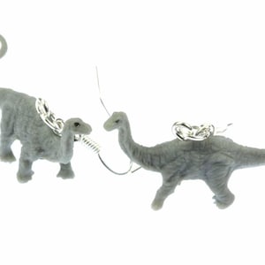 Diplodocus Dinosaur Dino Earrings Miniblings Rubber Herbivores Gray