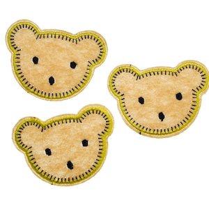 3pcs Bear Head Patch Hotfix Iron On Application Miniblings Forest Brown Teddy Animal