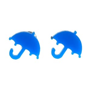 Umbrella Earrings Ear Studs Miniblings Rainy Weather Acrylic Blue