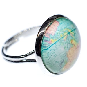 bagueCabochon geographie carte du monde carte du monde globeEspace Bleu