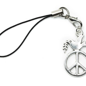 Dove of peace mobile phone pendant Miniblings pigeon peace sign peace bird silver