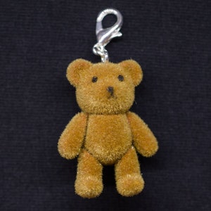 Teddy Bear Charm Pendant For Bracelet Miniblings Velvety Flock Light Brown imagen 4