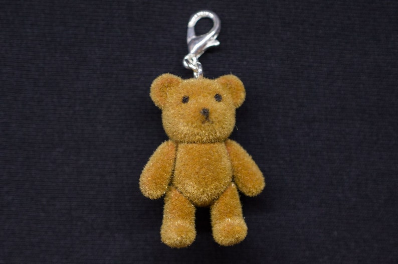 Teddy Bear Charm Pendant For Bracelet Miniblings Velvety Flock Light Brown imagen 4