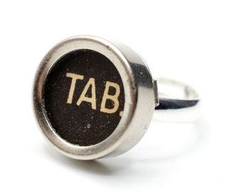 TAB dot button ring typewriter button Miniblings Upcycling Black