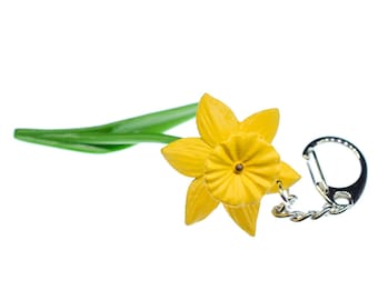 Daffodil Key Ring Chain Miniblings Easter Flower Flowers 80Mm Narcissus