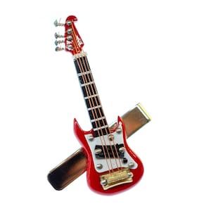 E-Guitar Tie Clip Bar + Box Miniblings Instrument Music Band Guitar Red Tiepin