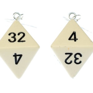 8 Sided Dice Earrings Earrings Game Dice Backgammon Game Octahedron White