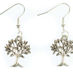 Tree Earrings Miniblings Leaves Forest Plant Trees Woods Filigree Silver