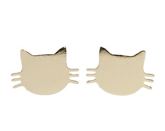 Cat Head Earrings Ear Studs Earstuds Miniblings Cats Kitty Kitten Animal Rose