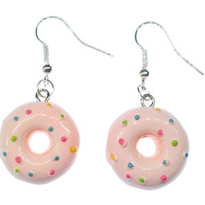 Donut Colorful Pearl Earrings Earring Glaze Sprinkles Fast Food USA 23mm Pink